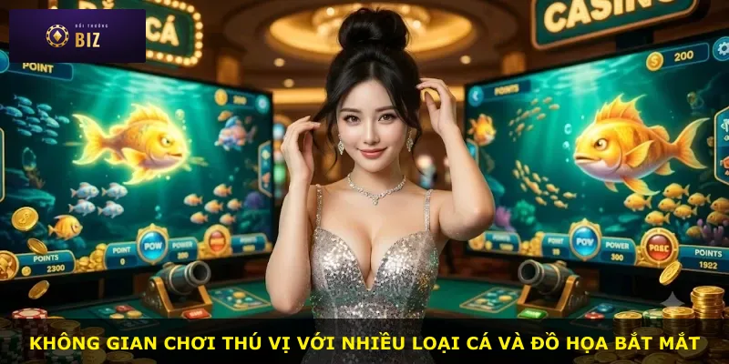 Không gian chơi thú vị với nhiều loại cá và đồ họa bắt mắt